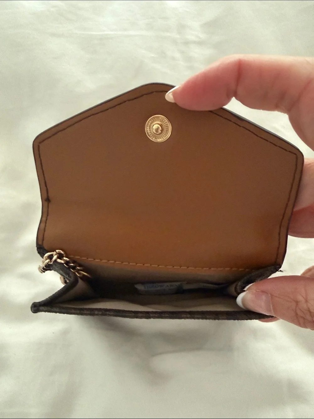 Michael Kors Brown and Tan Signature Card Case with Key Ring